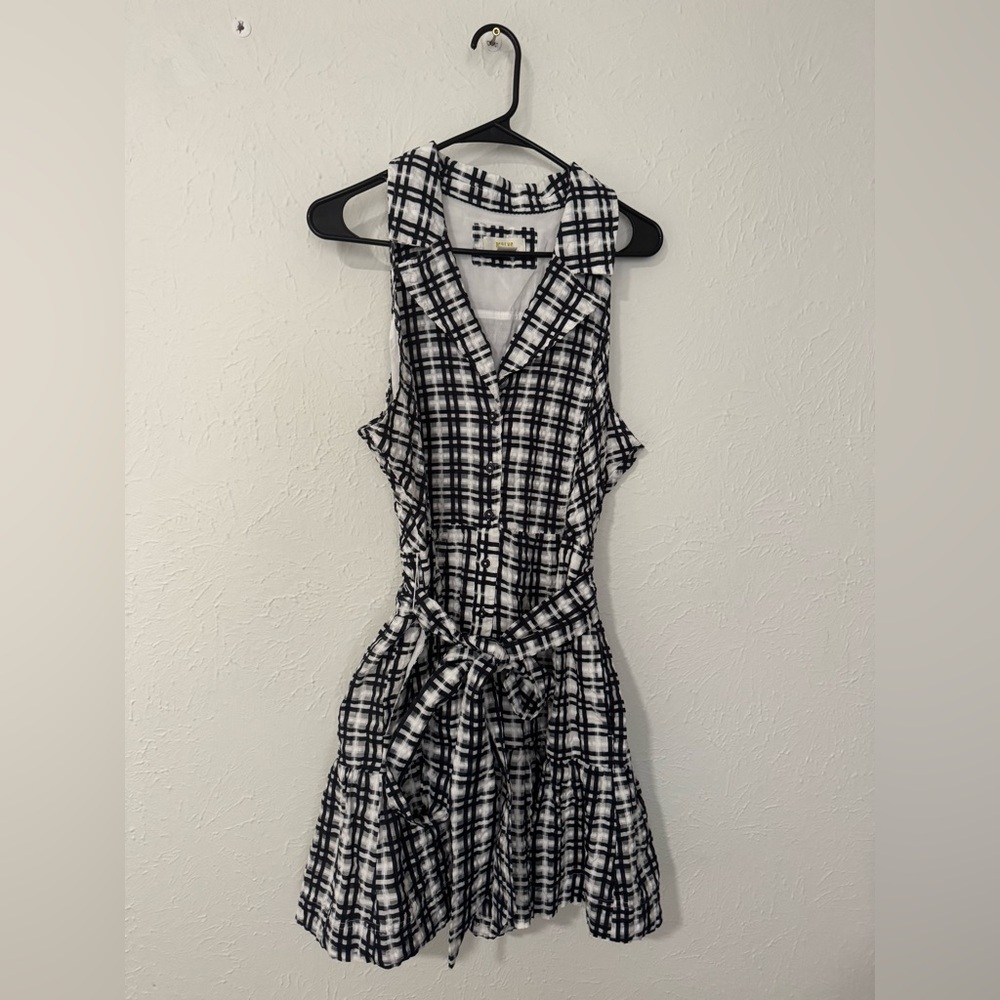 Maeve By Anthropologie Size 14 Plaid Mini Shirt Dress Sleeveless Garden Party